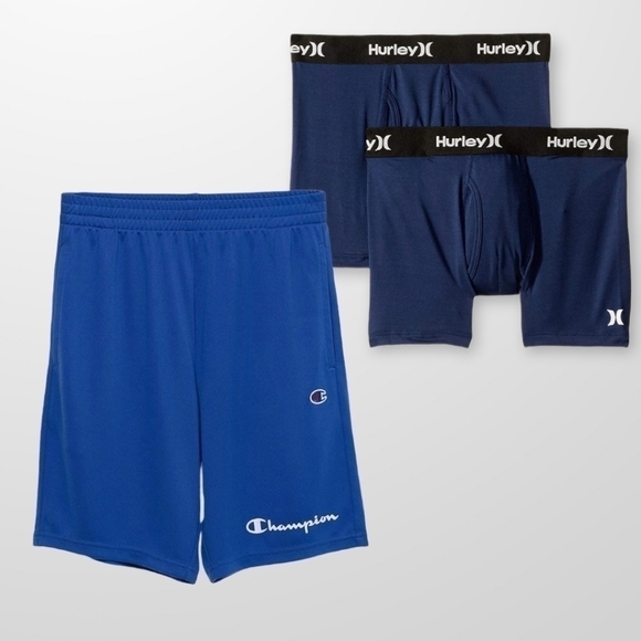 CHAMPION Script Ft Short Boys Active Shorts and hurley Boys' Classic-Boxer Brief - Picture 1 of 12
